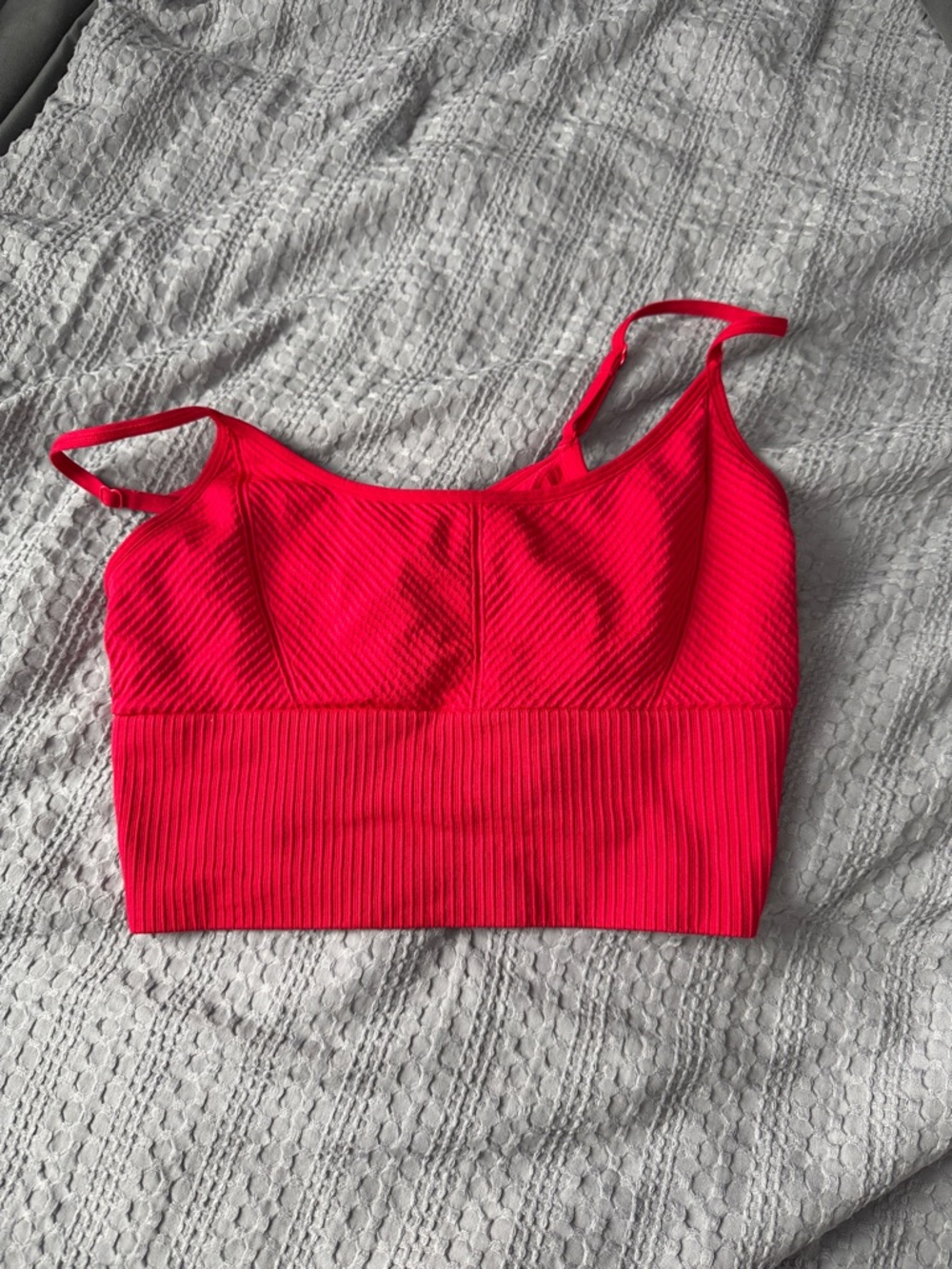 PINK Victoria's Secret Hot Pink Ribbed Crop Tank
